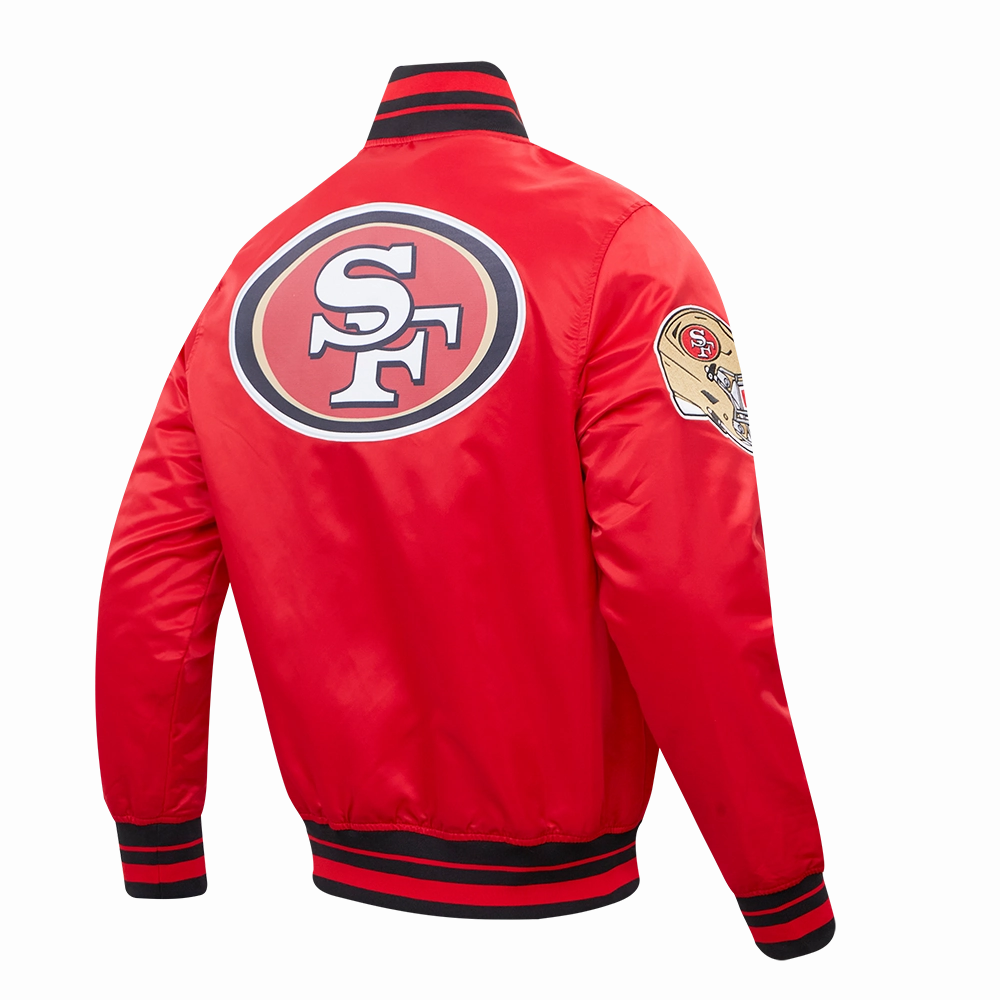 NFL SAN FRANCISCO 49ERS SCRIPT TAIL MEN'S SATIN JACKET (RED/BLACK)