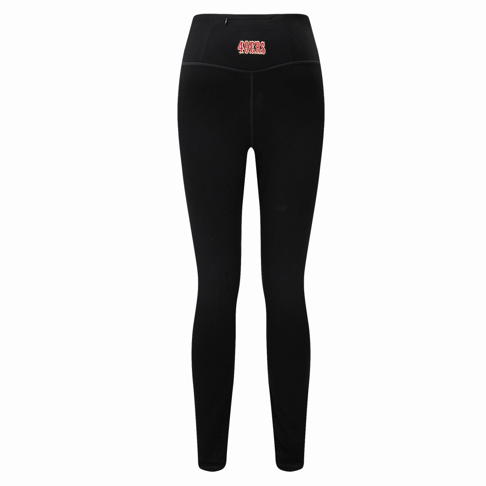 NFL SAN FRANCISCO 49ERS SCRIPT TAIL WOMEN'S HIGH WAIST JERSEY LEGGING (BLACK)