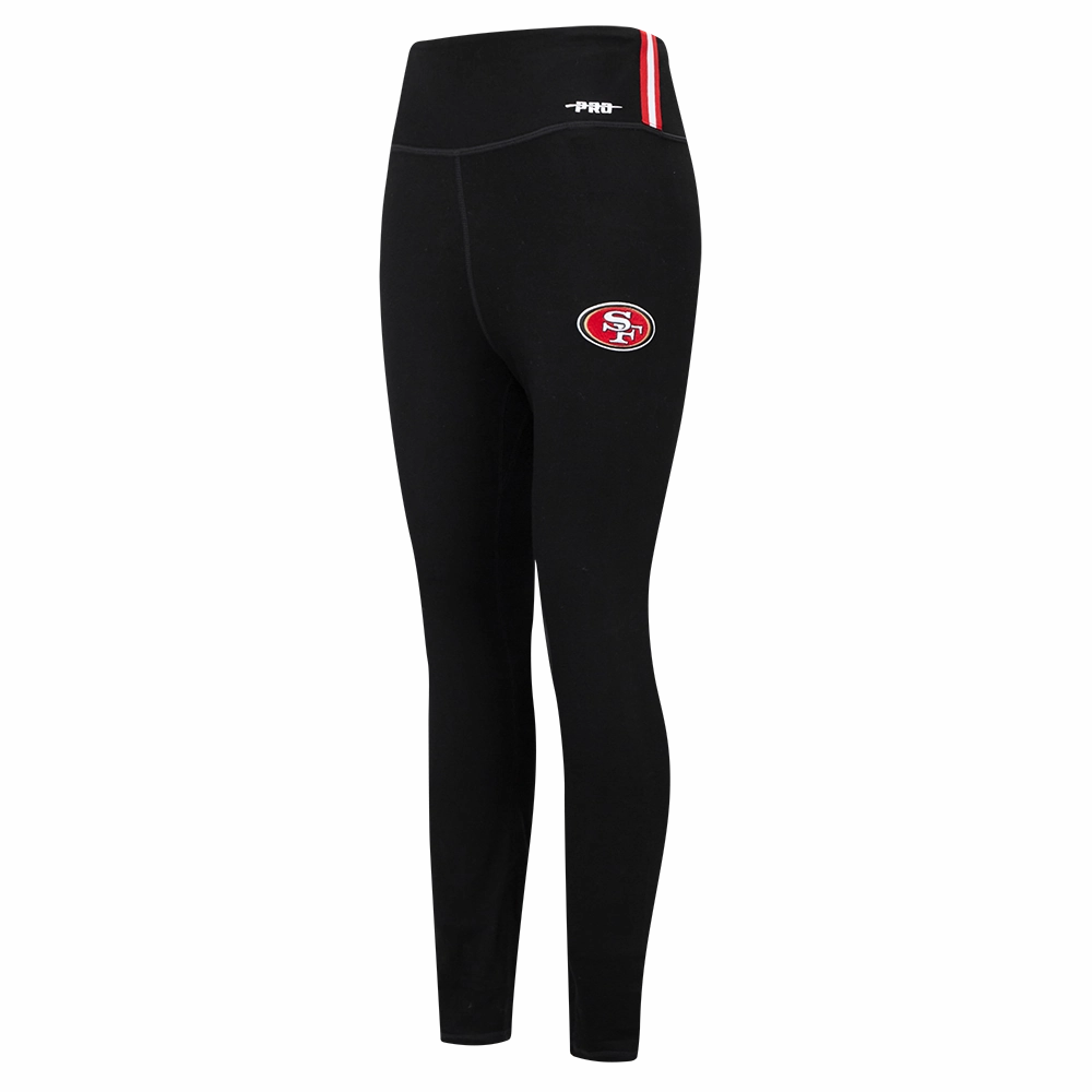 NFL SAN FRANCISCO 49ERS SCRIPT TAIL WOMEN'S HIGH WAIST JERSEY LEGGING (BLACK)