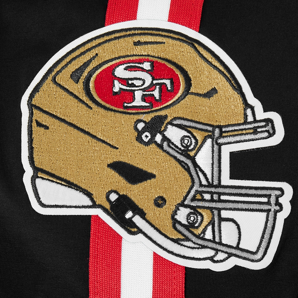 NFL SAN FRANCISCO 49ERS SUGAR SKULL MEN'S SINGLE JERSEY STRIPED TEE (BLACK/RED)