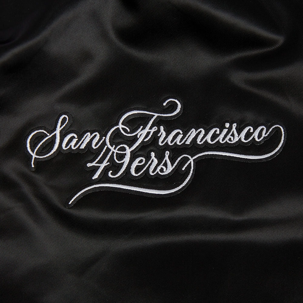 NFL SAN FRANCISCO 49ERS SUGAR SKULL WOMEN'S SATIN JACKET (BLACK)