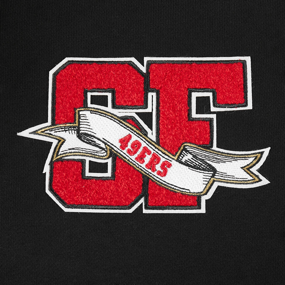 NFL SAN FRANCISCO 49ERS TEAM PENNANTS MEN'S RIB FLEECE PULLOVER HOODIE (BLACK/RED/BLACK)