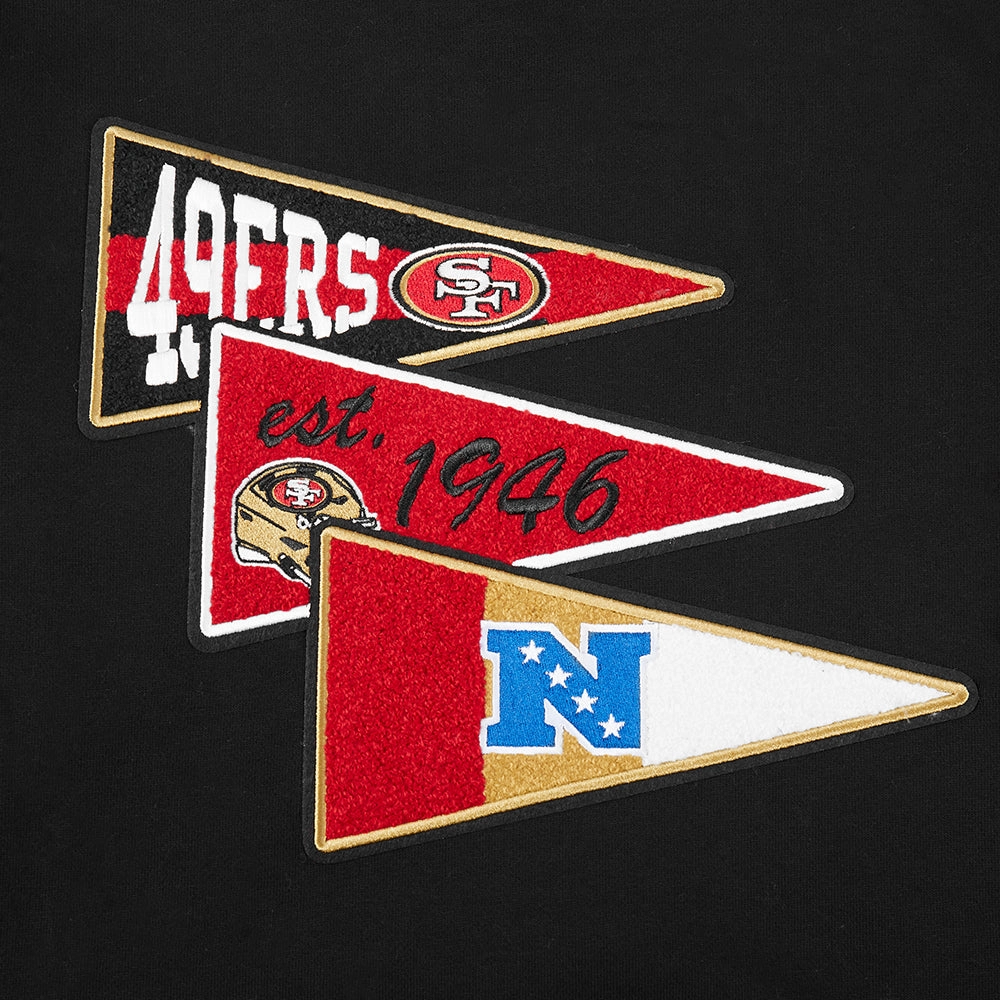 NFL SAN FRANCISCO 49ERS TEAM PENNANTS MEN'S RIB FLEECE PULLOVER HOODIE (BLACK/RED/BLACK)