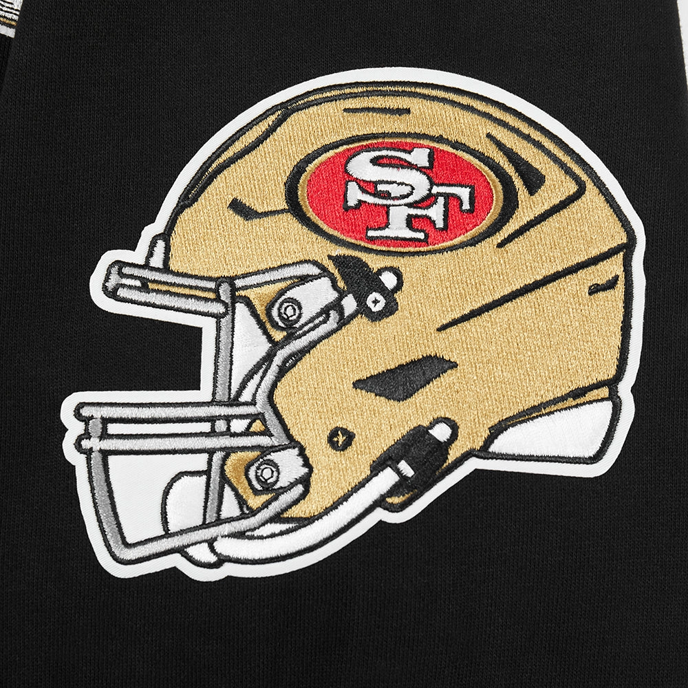 NFL SAN FRANCISCO 49ERS TEAM PENNANTS MEN'S RIB FLEECE PULLOVER HOODIE (BLACK/RED/BLACK)