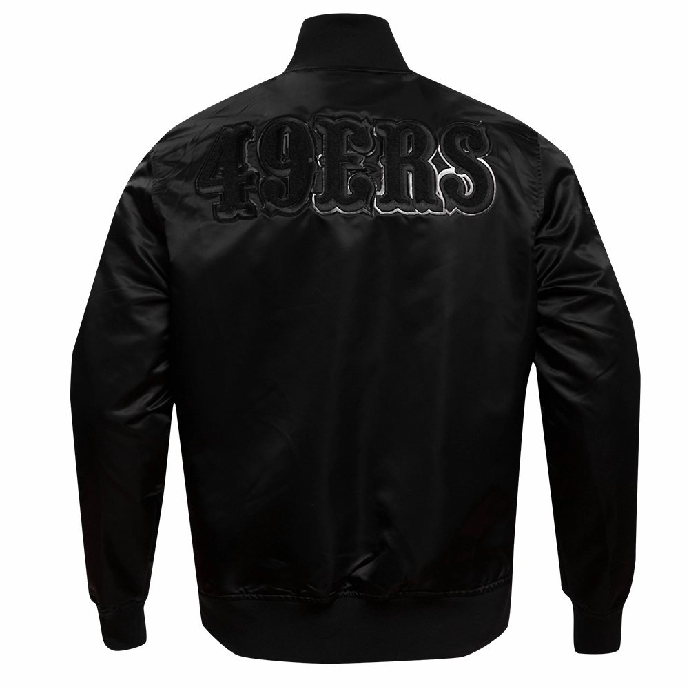 NFL SAN FRANCISCO 49ERS TRIPLE BLACK MEN'S SATIN JACKET (TRIPLE BLACK)