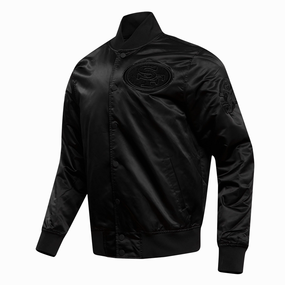 NFL SAN FRANCISCO 49ERS TRIPLE BLACK MEN'S SATIN JACKET (TRIPLE BLACK)