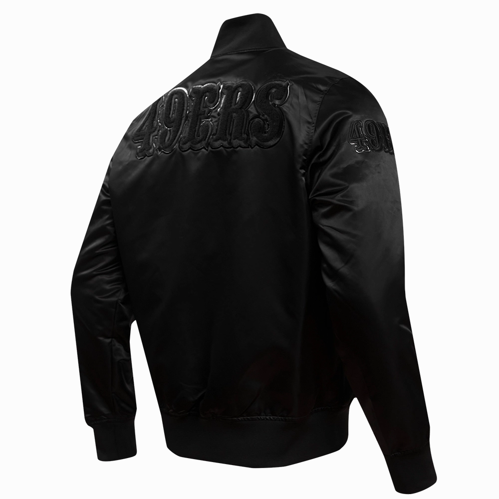 NFL SAN FRANCISCO 49ERS TRIPLE BLACK MEN'S SATIN JACKET (TRIPLE BLACK)