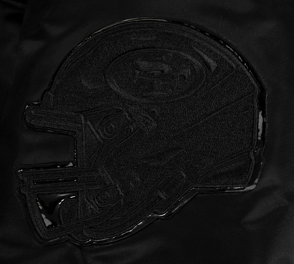 NFL SAN FRANCISCO 49ERS TRIPLE BLACK MEN'S SATIN JACKET (TRIPLE BLACK)