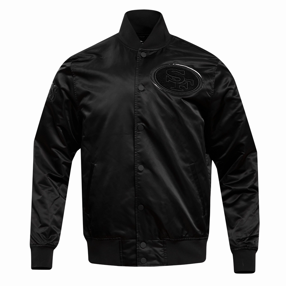 NFL SAN FRANCISCO 49ERS TRIPLE BLACK MEN'S SATIN JACKET (TRIPLE BLACK)
