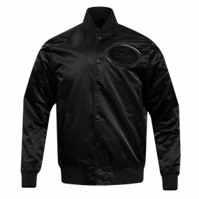 NFL SAN FRANCISCO 49ERS TRIPLE BLACK MEN'S SATIN JACKET (TRIPLE BLACK)