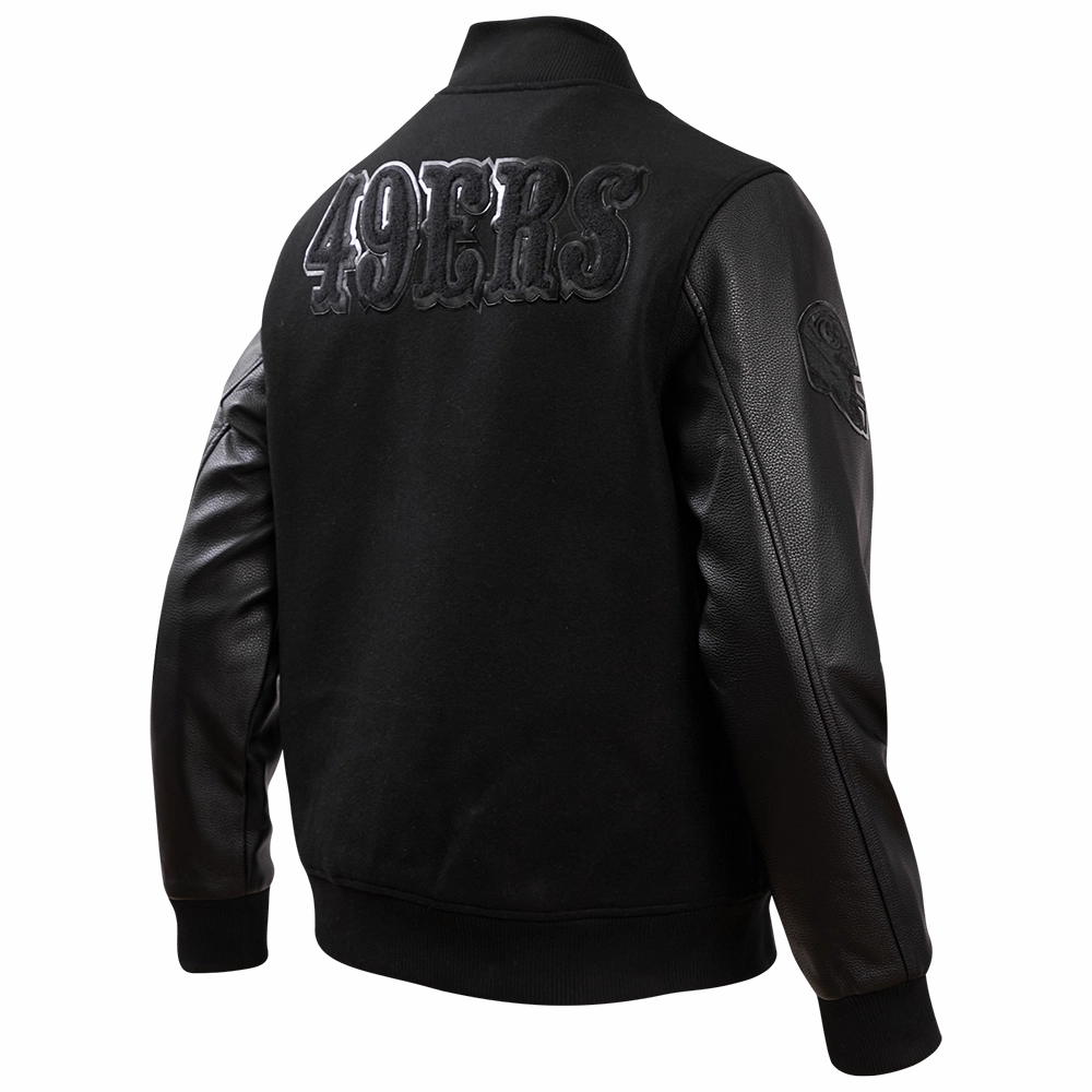 NFL SAN FRANCISCO 49ERS TRIPLE BLACK WOOL VARSITY JACKET (TRIPLE BLACK)