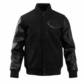 NFL SAN FRANCISCO 49ERS TRIPLE BLACK WOOL VARSITY JACKET (TRIPLE BLACK)