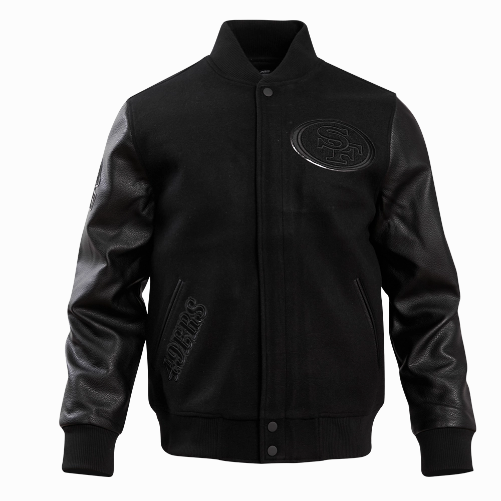 NFL SAN FRANCISCO 49ERS TRIPLE BLACK WOOL VARSITY JACKET (TRIPLE BLACK)