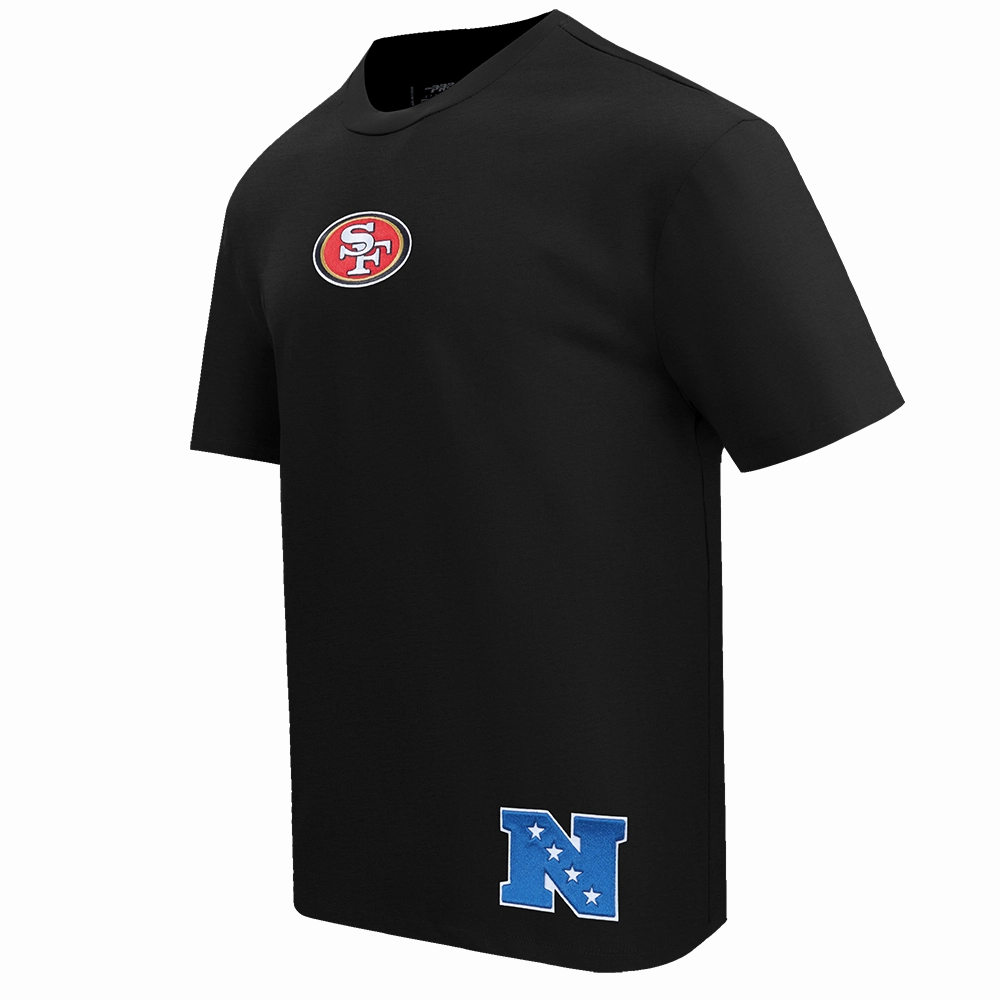 NFL SAN FRANCISCO 49ERS WINGSPAN MEN'S COTTON JERSEY DROP SHOULDER TEE (BLACK)