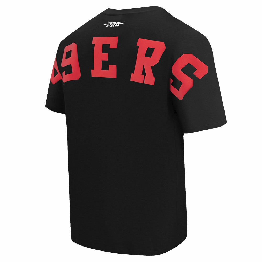 NFL SAN FRANCISCO 49ERS WINGSPAN MEN'S COTTON JERSEY DROP SHOULDER TEE (BLACK)