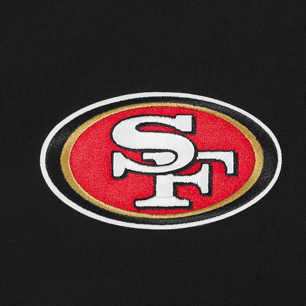 NFL SAN FRANCISCO 49ERS WINGSPAN MEN'S COTTON JERSEY DROP SHOULDER TEE (BLACK)