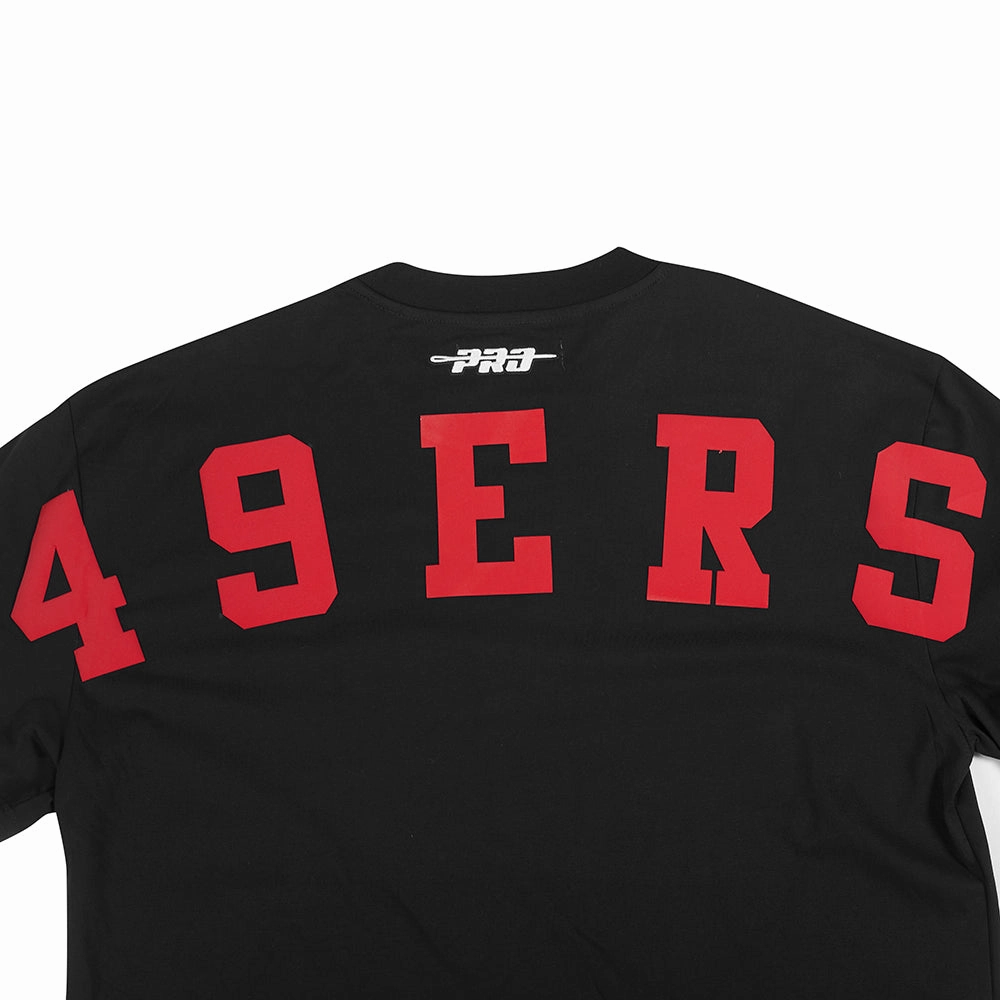 NFL SAN FRANCISCO 49ERS WINGSPAN MEN'S COTTON JERSEY DROP SHOULDER TEE (BLACK)