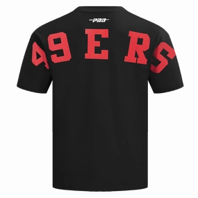 NFL SAN FRANCISCO 49ERS WINGSPAN MEN'S COTTON JERSEY DROP SHOULDER TEE (BLACK)