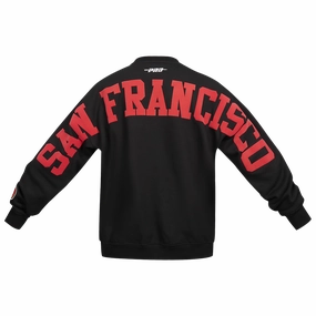 NFL SAN FRANCISCO 49ERS WINGSPAN MEN'S DROP SHOULDER FLEECE CREWNECK (BLACK)