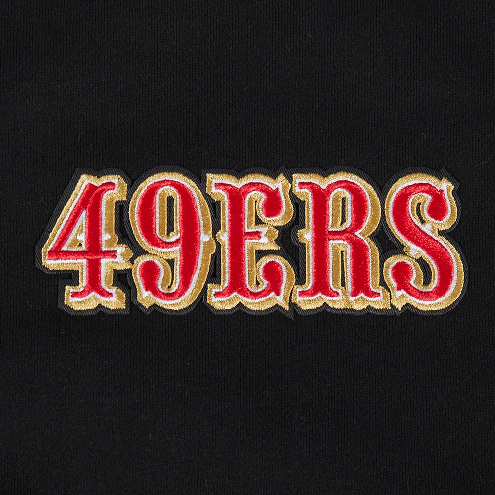 NFL SAN FRANCISCO 49ERS WINGSPAN MEN'S DROP SHOULDER FLEECE CREWNECK (BLACK)