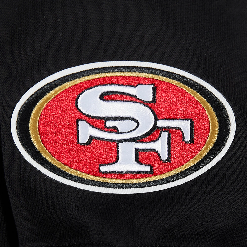 NFL SAN FRANCISCO 49ERS WINGSPAN MEN'S DROP SHOULDER FLEECE CREWNECK (BLACK)