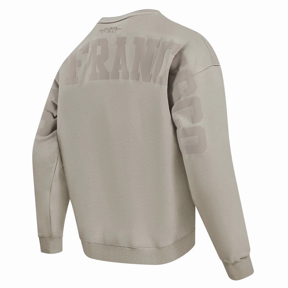 NFL SAN FRANCISCO 49ERS WINGSPAN MEN'S DROP SHOULDER FLEECE CREWNECK (TAUPE)
