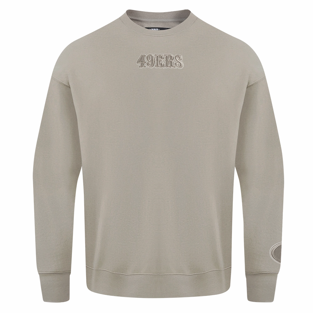 NFL SAN FRANCISCO 49ERS WINGSPAN MEN'S DROP SHOULDER FLEECE CREWNECK (TAUPE)