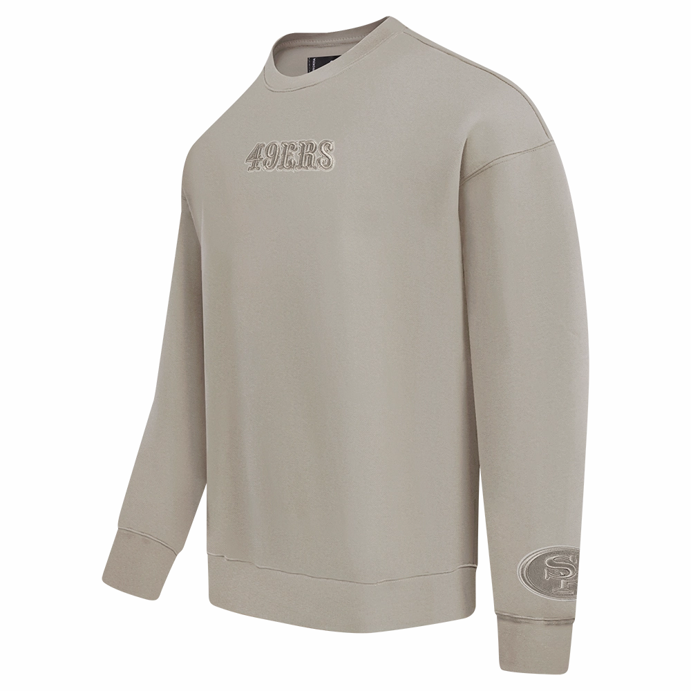 NFL SAN FRANCISCO 49ERS WINGSPAN MEN'S DROP SHOULDER FLEECE CREWNECK (TAUPE)
