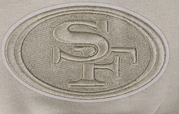 NFL SAN FRANCISCO 49ERS WINGSPAN MEN'S DROP SHOULDER FLEECE CREWNECK (TAUPE)