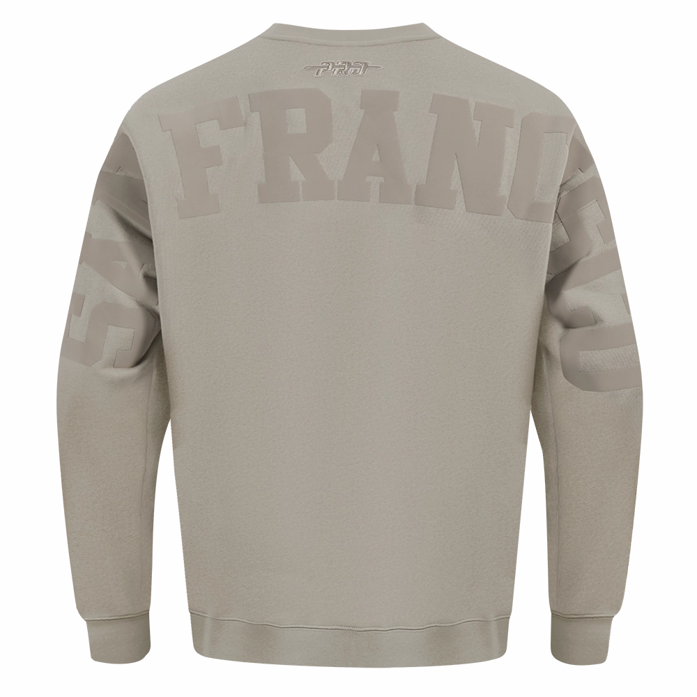 NFL SAN FRANCISCO 49ERS WINGSPAN MEN'S DROP SHOULDER FLEECE CREWNECK (TAUPE)