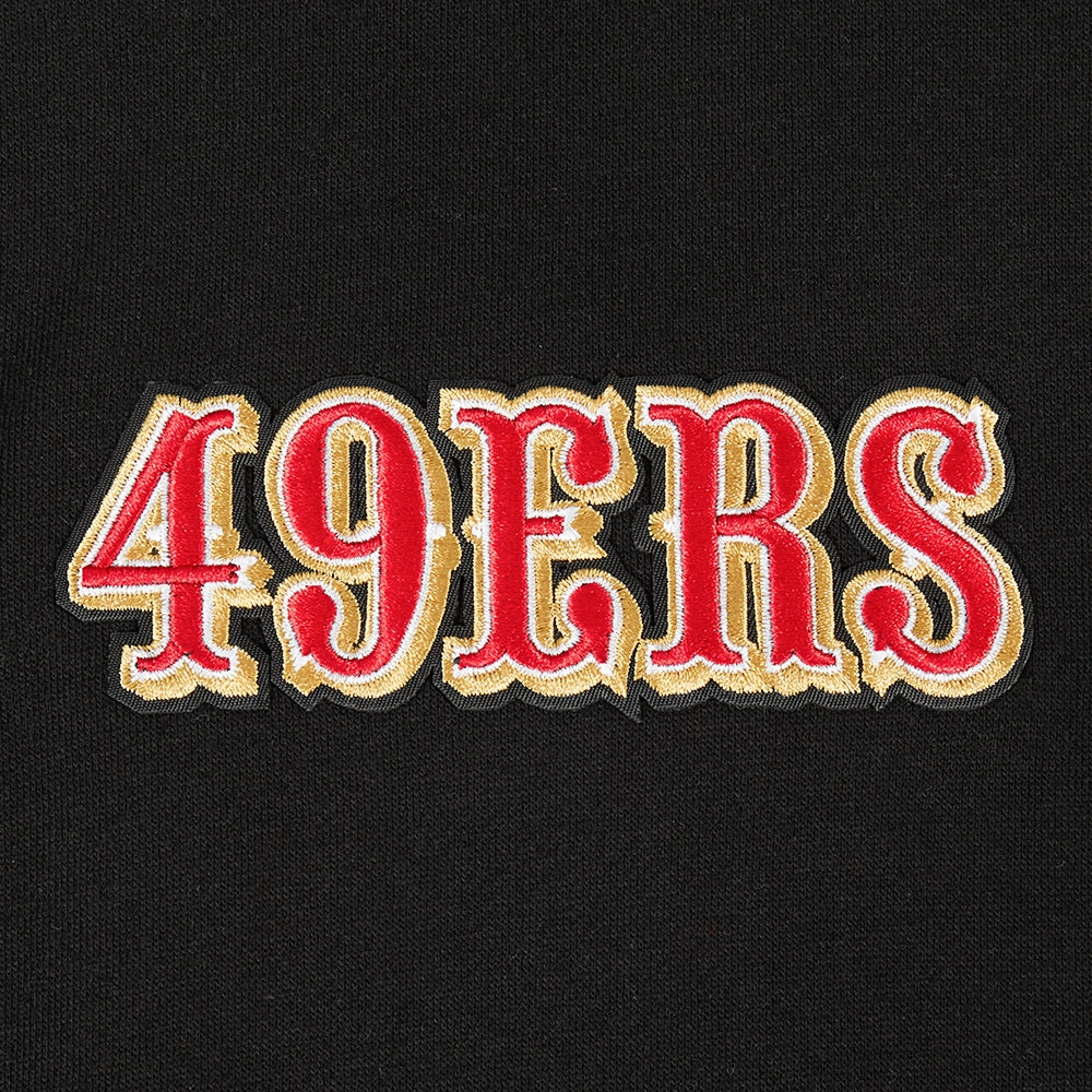 NFL SAN FRANCISCO 49ERS WINGSPAN MEN'S DROP SHOULDER FLEECE PULLOVER HOODIE (BLACK)