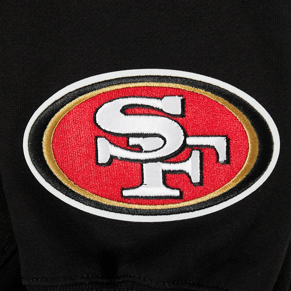 NFL SAN FRANCISCO 49ERS WINGSPAN MEN'S DROP SHOULDER FLEECE PULLOVER HOODIE (BLACK)