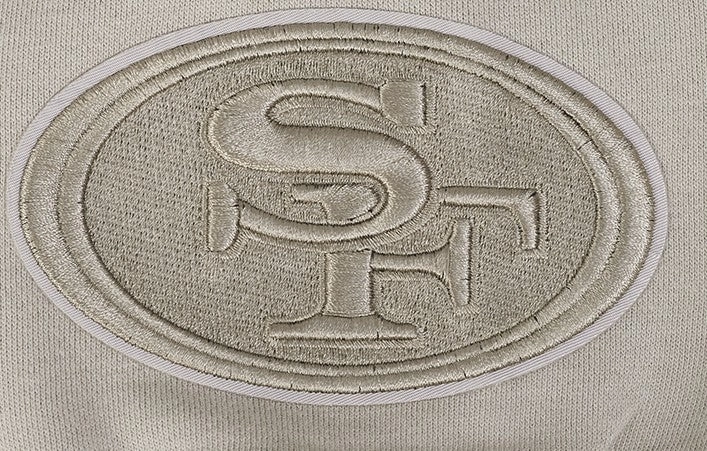 NFL SAN FRANCISCO 49ERS WINGSPAN MEN'S DROP SHOULDER FLEECE PULLOVER HOODIE (TAUPE)