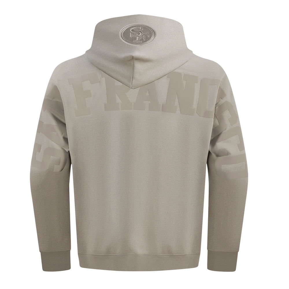 NFL SAN FRANCISCO 49ERS WINGSPAN MEN'S DROP SHOULDER FLEECE PULLOVER HOODIE (TAUPE)