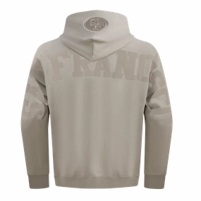 NFL SAN FRANCISCO 49ERS WINGSPAN MEN'S DROP SHOULDER FLEECE PULLOVER HOODIE (TAUPE)