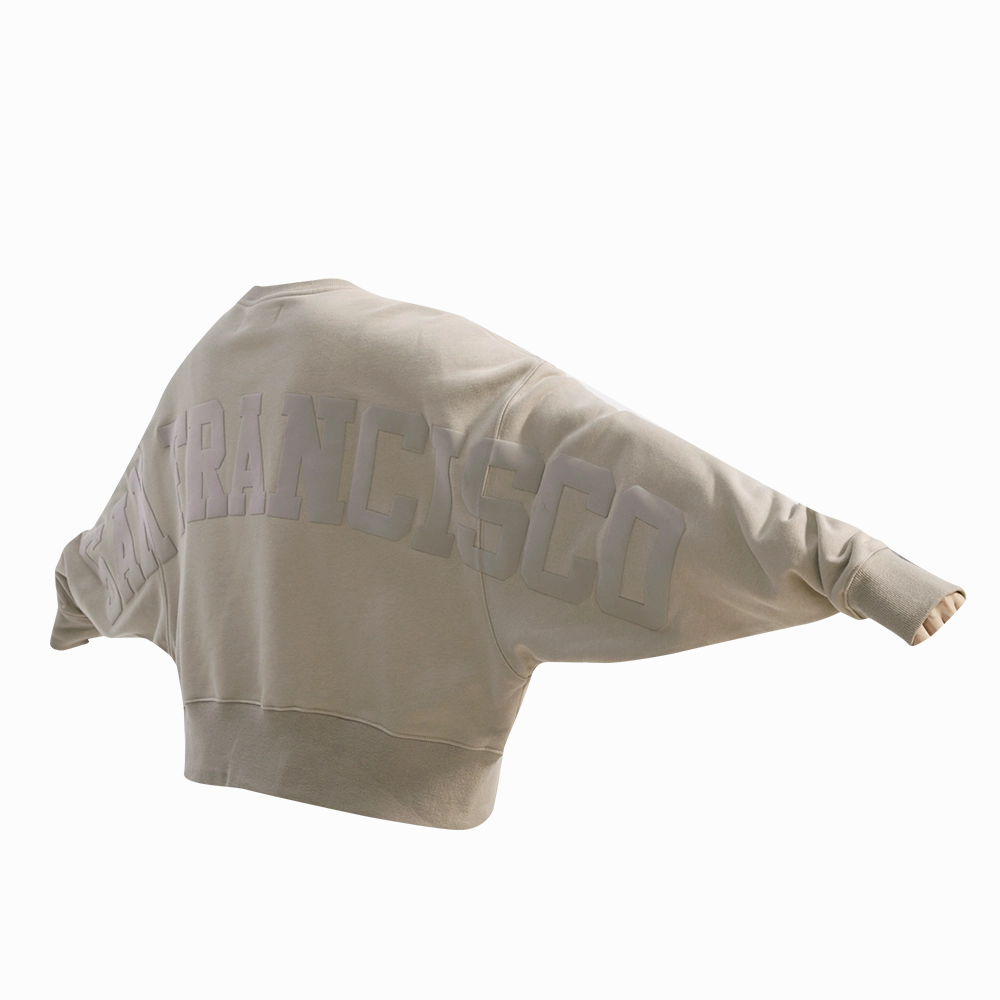 NFL SAN FRANCISCO 49ERS WINGSPAN WOMEN'S FLEECE CREWNECK (TAUPE)