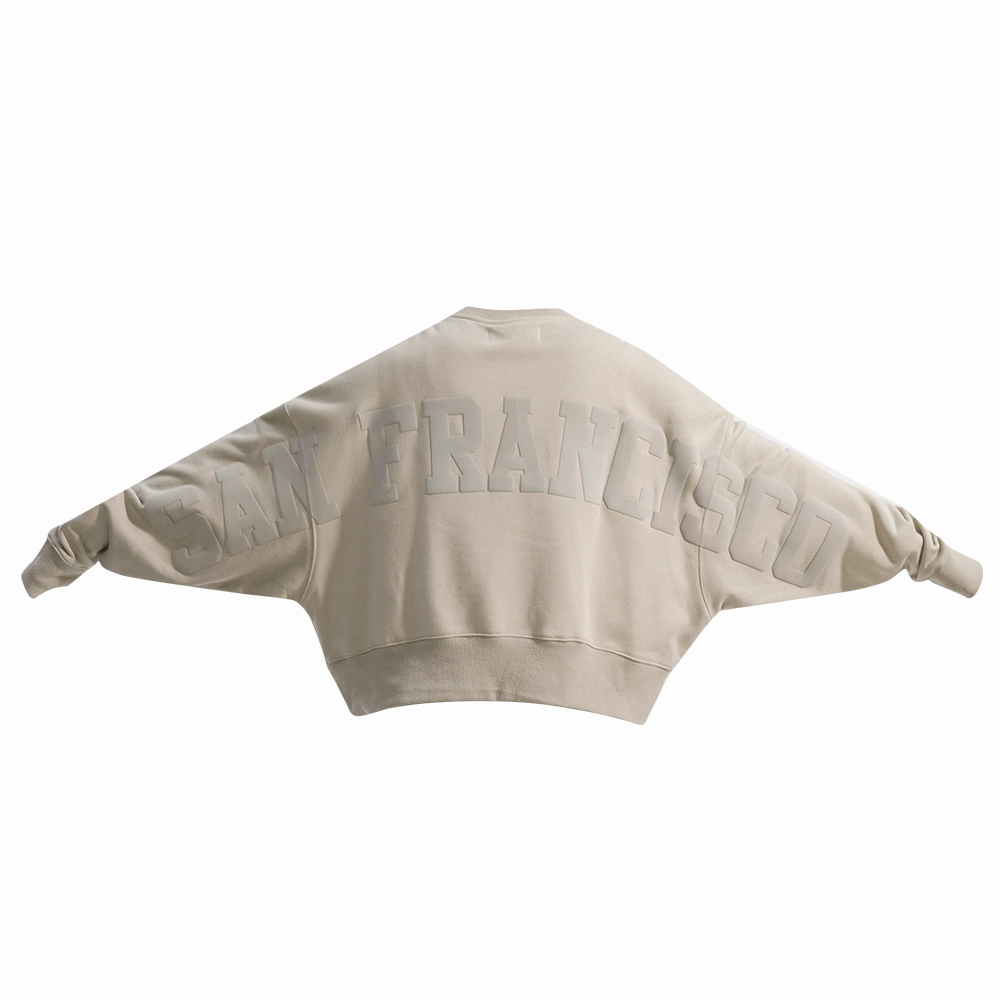 NFL SAN FRANCISCO 49ERS WINGSPAN WOMEN'S FLEECE CREWNECK (TAUPE)