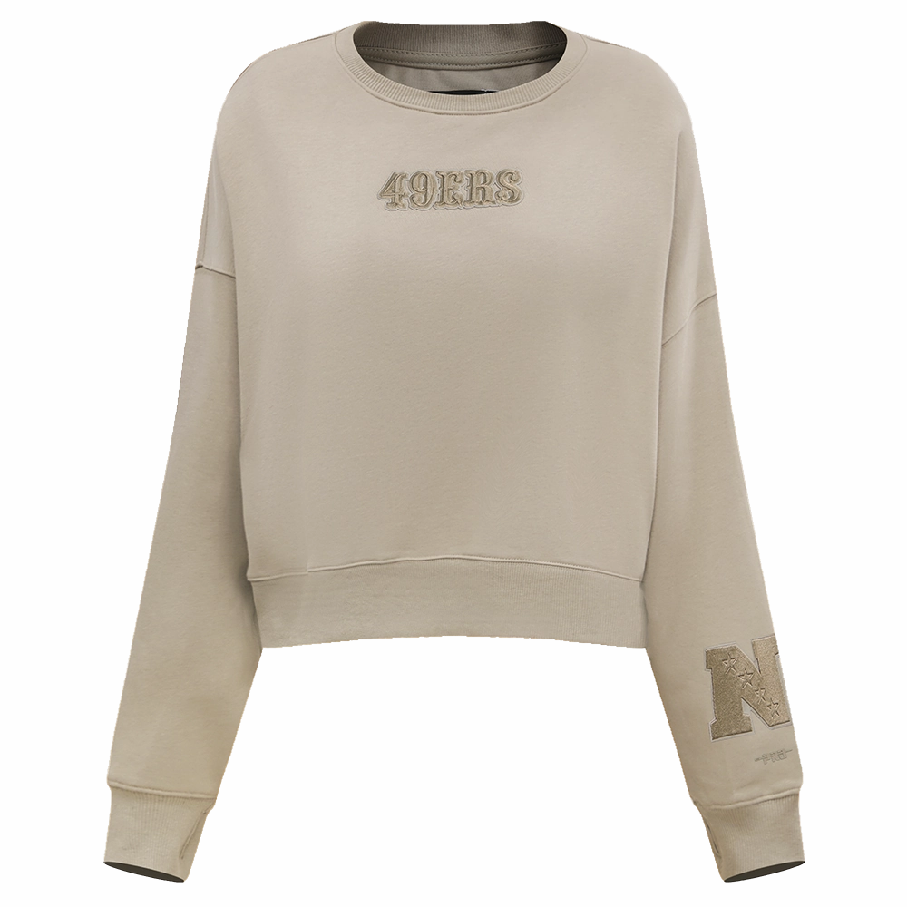 NFL SAN FRANCISCO 49ERS WINGSPAN WOMEN'S FLEECE CREWNECK (TAUPE)