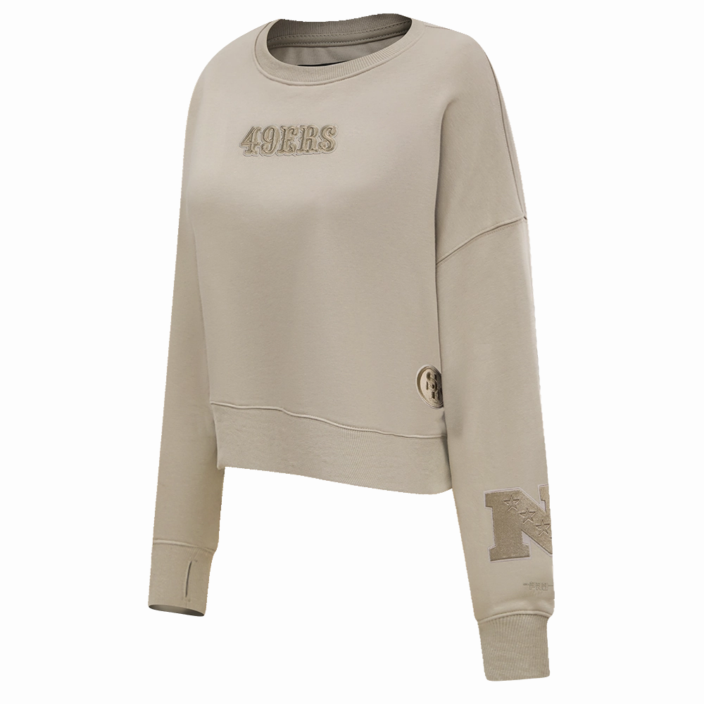 NFL SAN FRANCISCO 49ERS WINGSPAN WOMEN'S FLEECE CREWNECK (TAUPE)