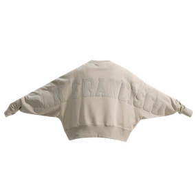 NFL SAN FRANCISCO 49ERS WINGSPAN WOMEN'S FLEECE CREWNECK (TAUPE)
