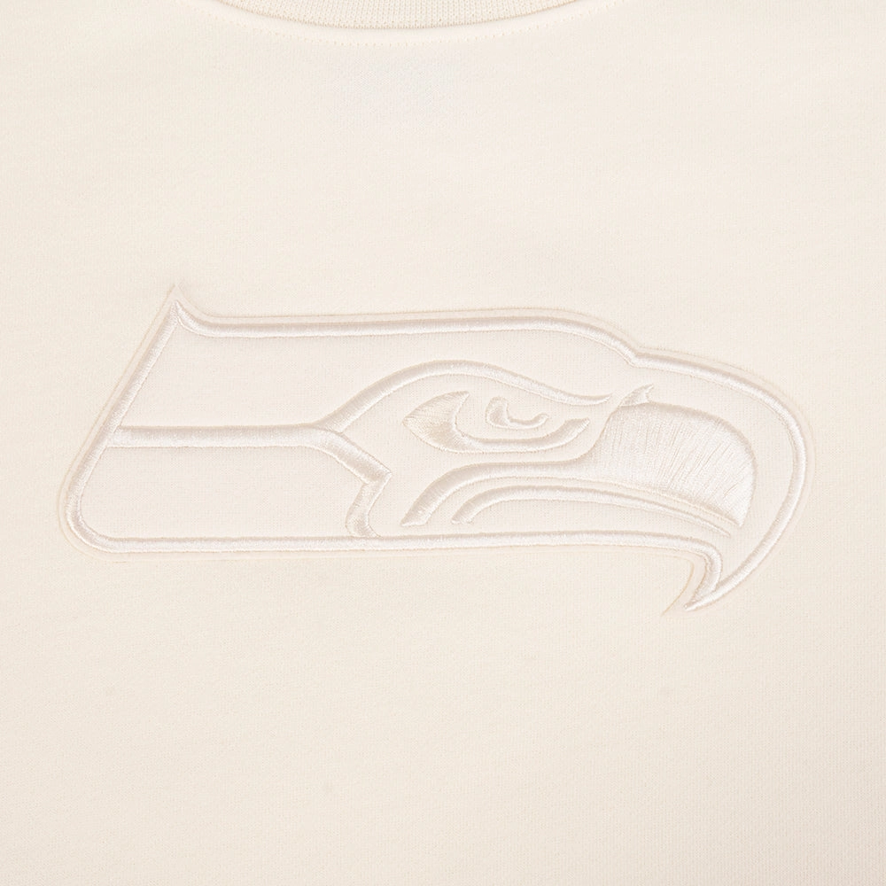 NFL SEATTLE SEAHAWKS NEUTRAL MEN'S DROP SHOULDER FLEECE CREWNECK (EGGSHELL)