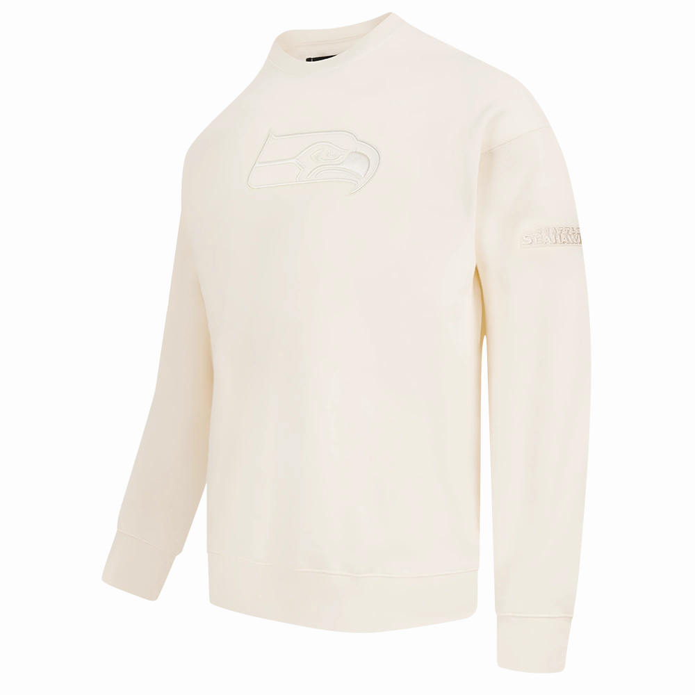 NFL SEATTLE SEAHAWKS NEUTRAL MEN'S DROP SHOULDER FLEECE CREWNECK (EGGSHELL)