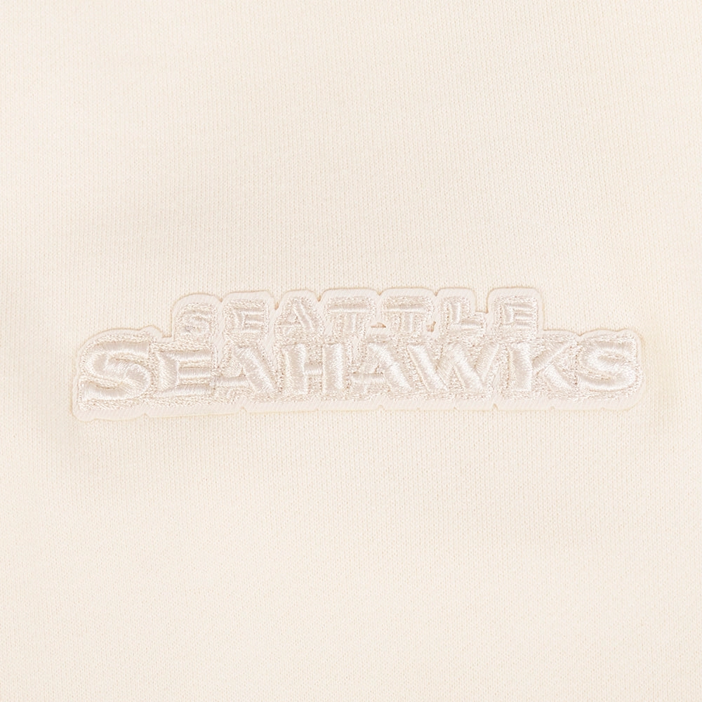 NFL SEATTLE SEAHAWKS NEUTRAL MEN'S DROP SHOULDER FLEECE CREWNECK (EGGSHELL)