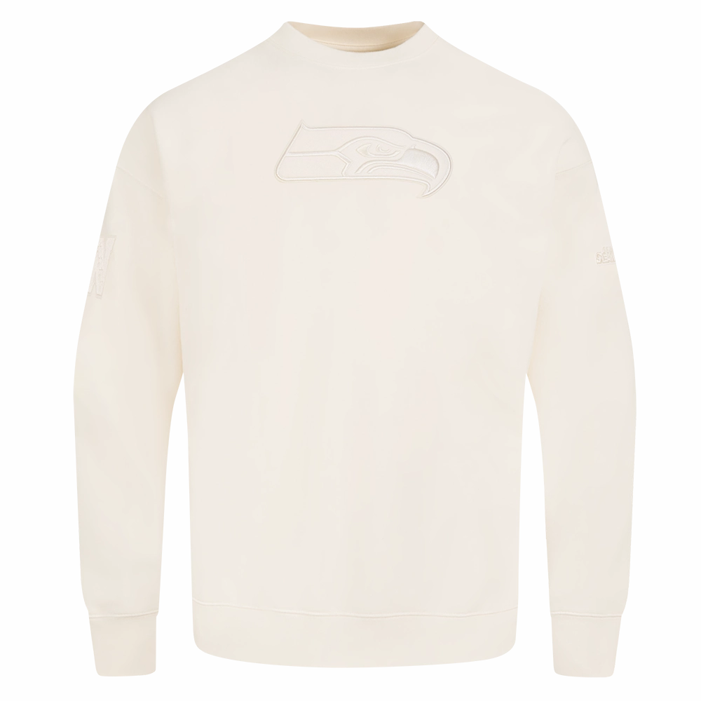NFL SEATTLE SEAHAWKS NEUTRAL MEN'S DROP SHOULDER FLEECE CREWNECK (EGGSHELL)