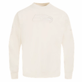 NFL SEATTLE SEAHAWKS NEUTRAL MEN'S DROP SHOULDER FLEECE CREWNECK (EGGSHELL)