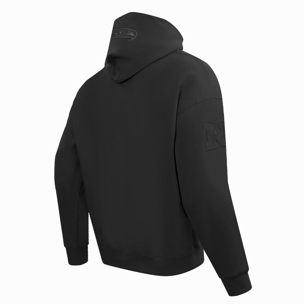 NFL SEATTLE SEAHAWKS NEUTRAL MEN'S DROP SHOULDER PULLOVER HOODIE (BLACK)