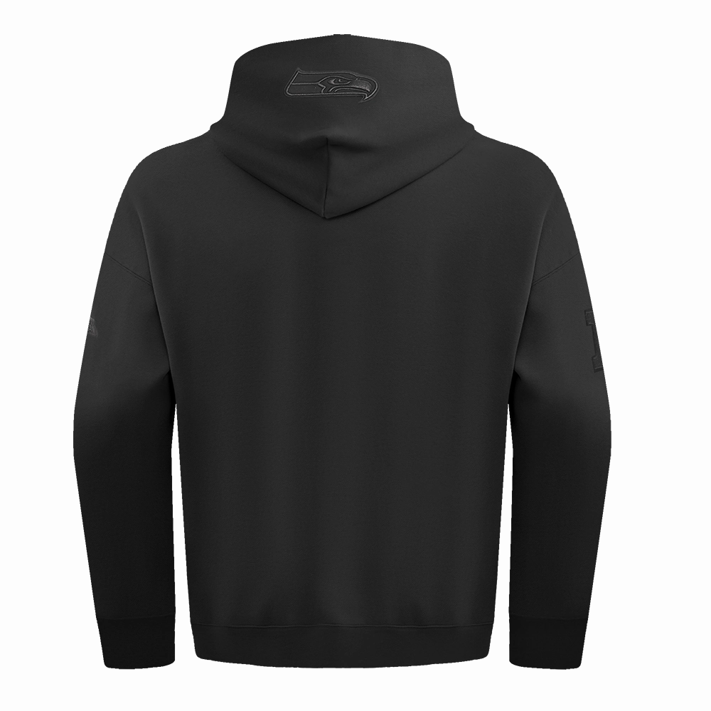 NFL SEATTLE SEAHAWKS NEUTRAL MEN'S DROP SHOULDER PULLOVER HOODIE (BLACK)
