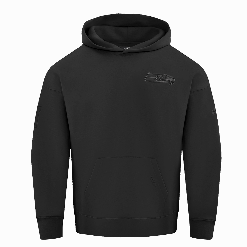 NFL SEATTLE SEAHAWKS NEUTRAL MEN'S DROP SHOULDER PULLOVER HOODIE (BLACK)
