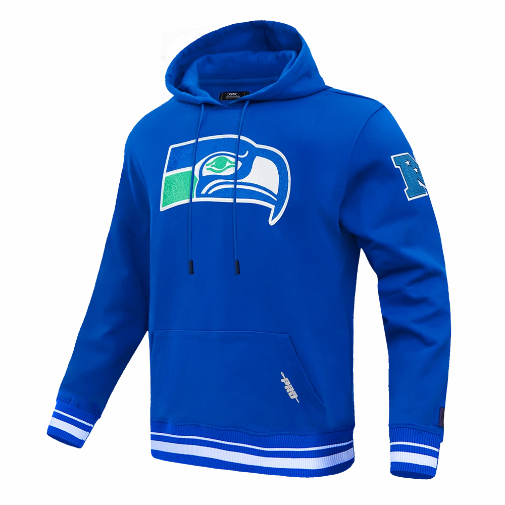 NFL SEATTLE SEAHAWKS RETRO CLASSIC MEN'S PULLOVER HOODIE (ROYAL BLUE)