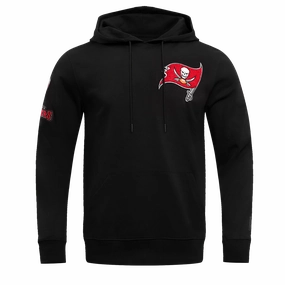 NFL TAMPA BAY BUCCANEERS CLASSIC CHENILLE MEN'S DOUBLE KNIT PULLOVER HOODIE (BLACK)